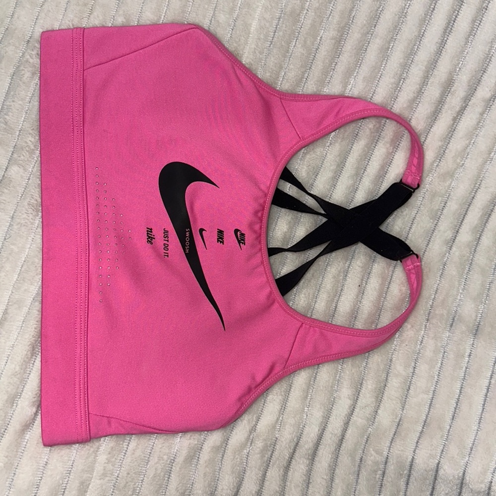 Pink Nike sports bra